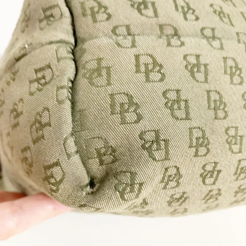 Dooney and Bourke Shoulder Bag Signature Canvas with Leather Accents Zip Closure